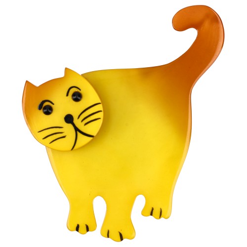 Yellow Standing Serpolet Cat Brooch