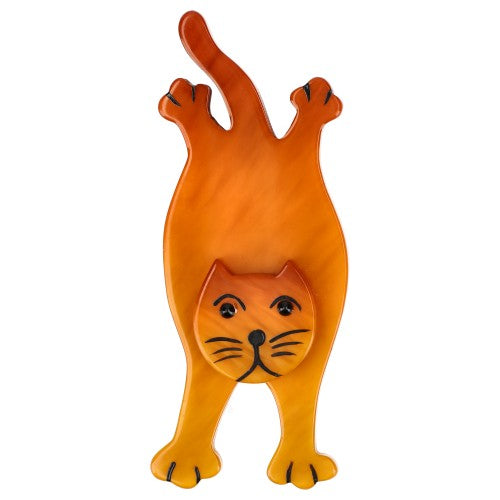 Orange Serpolet Cat Brooch 