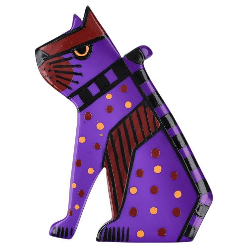 Purple Sphinx Cat Brooch 