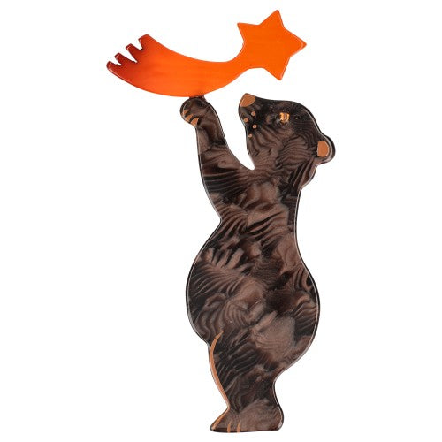 Brown and Orange Star Bear Brooch 