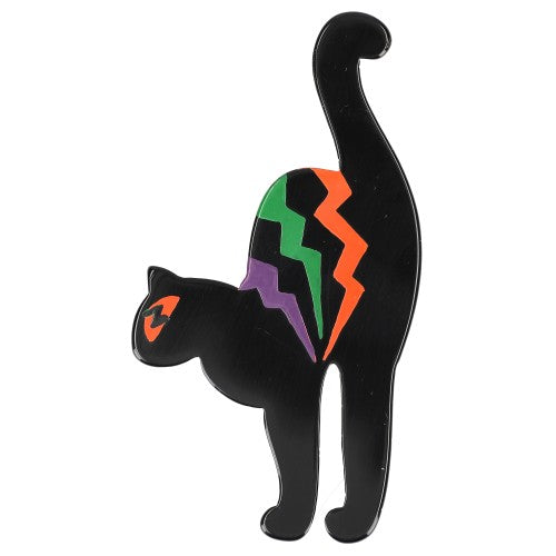 Black and Purple, green, orange Halloween Starsky Cat Brooch