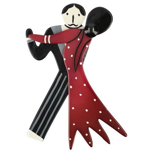 Wine Flamenco Dancers Brooch