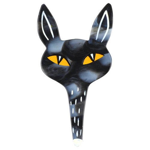 Spotted Gray Fox Head Brooch