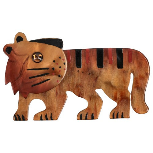 Ginger Brown with Red Tiger Tigredou Brooch 