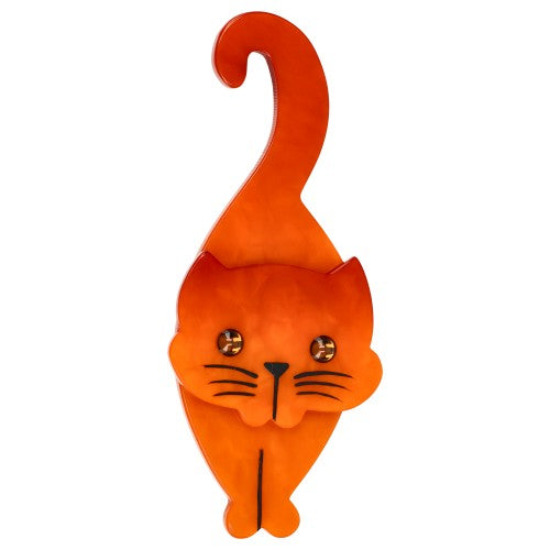 Orange Tintin Cat Brooch