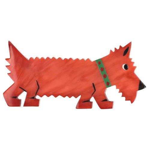 Red-Orange Titane Westie Dog Brooch