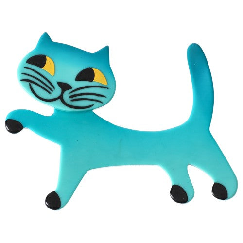 Aquamarine Blue Titi Cat Brooch