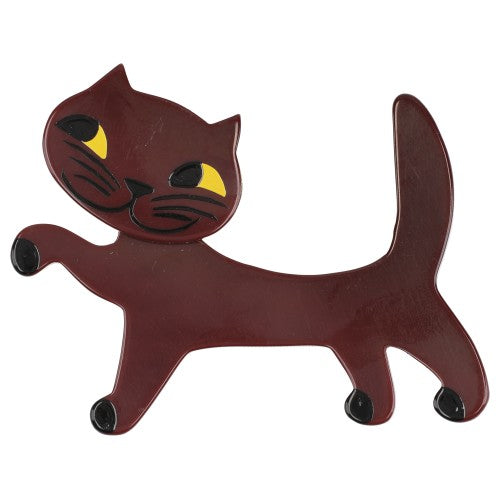 Chocolate Brown Titi Cat Brooch