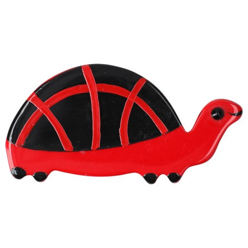 Red and Black Mini Turtle Brooch 