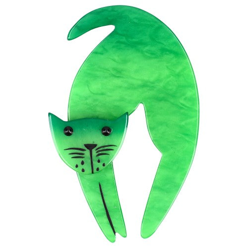 Apple Green Trampoline Cat Brooch 