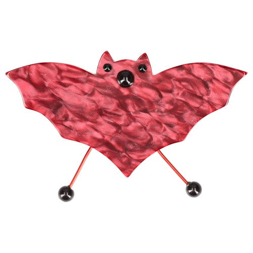 Raspberry Pink Dappled Bat Brooch