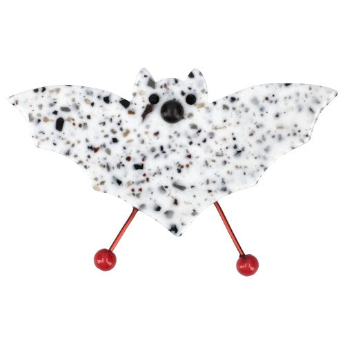 Dotted White Bat Brooch