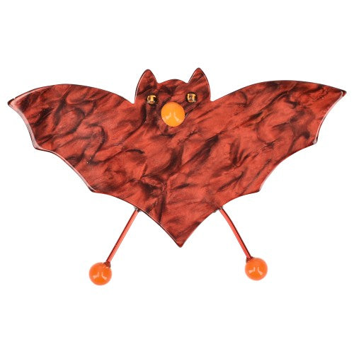 Dappled Ginger Red and Orange Bat Brooch