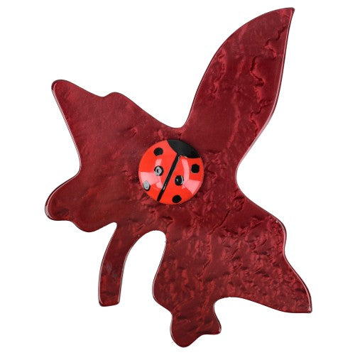 Red Bordeaux Wine  Leaf Unique Brooch