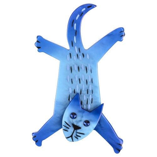 French Blue Wingsuit Cat Brooch 