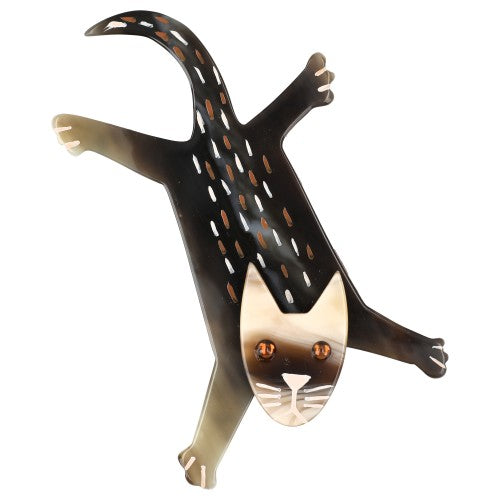 Beige-Brown Wingsuit Cat Brooch 