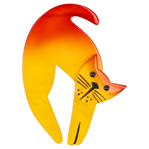 Yellow Trampoline Cat Brooch 