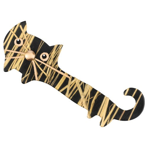 Black and Gold Yukiko Cat Brooch