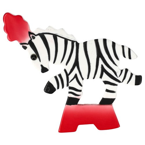 White and Black Circus Zebra Brooch (left)