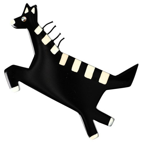 Black Zebra with hair Brooch 