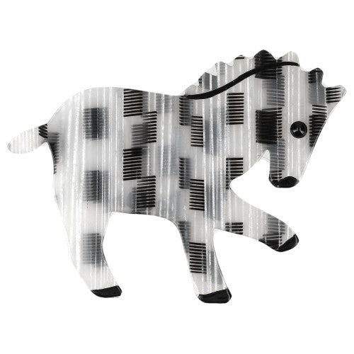 Checked grey Zebra Brooch (small size) 