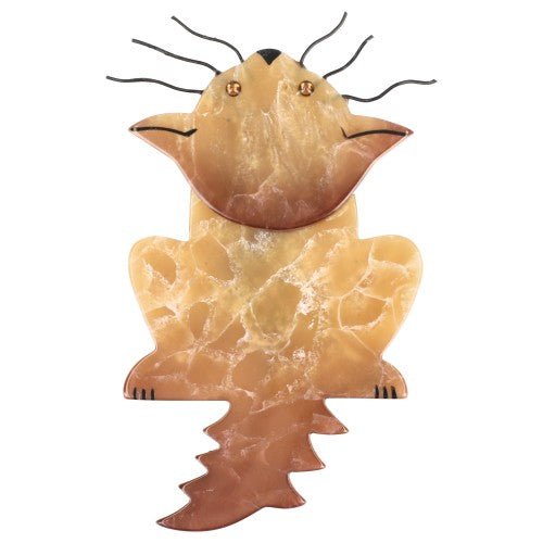 Veined Honey Zenith Cat Brooch