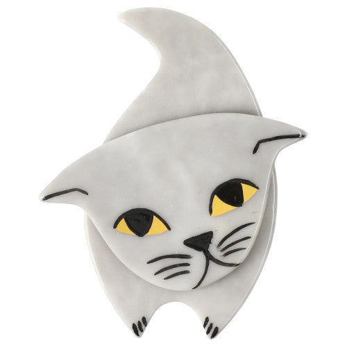 Cream White Zorro Cat Brooch