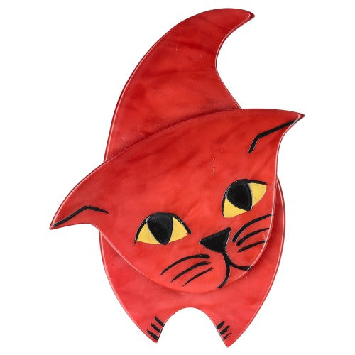 Red Zorro Cat Brooch