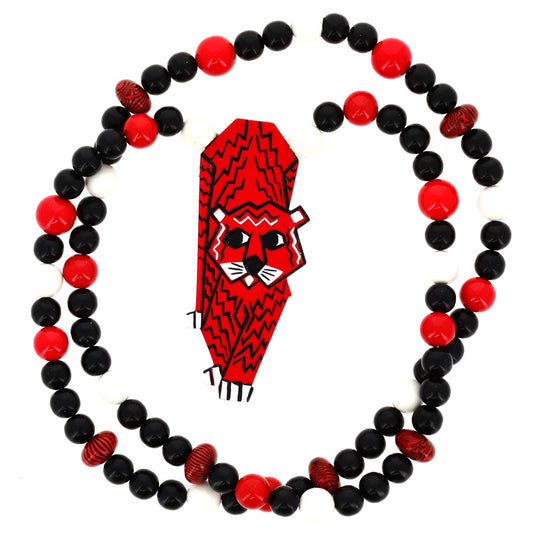 red tiger necklace in galalith