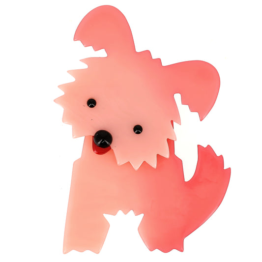 Light Pink Bobby Dog Brooch in galalith