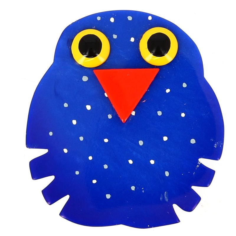 Cobalt Blue Kiko Owl Brooch in galalith