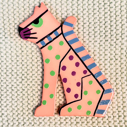 Pink Blue Sphinx Cat Brooch