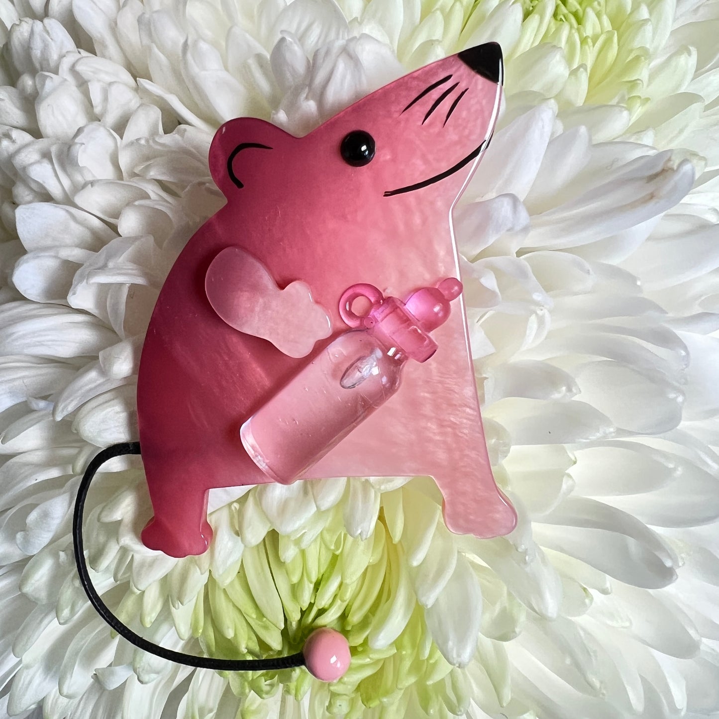 Pink Bibberbabymouse Mouse Brooch