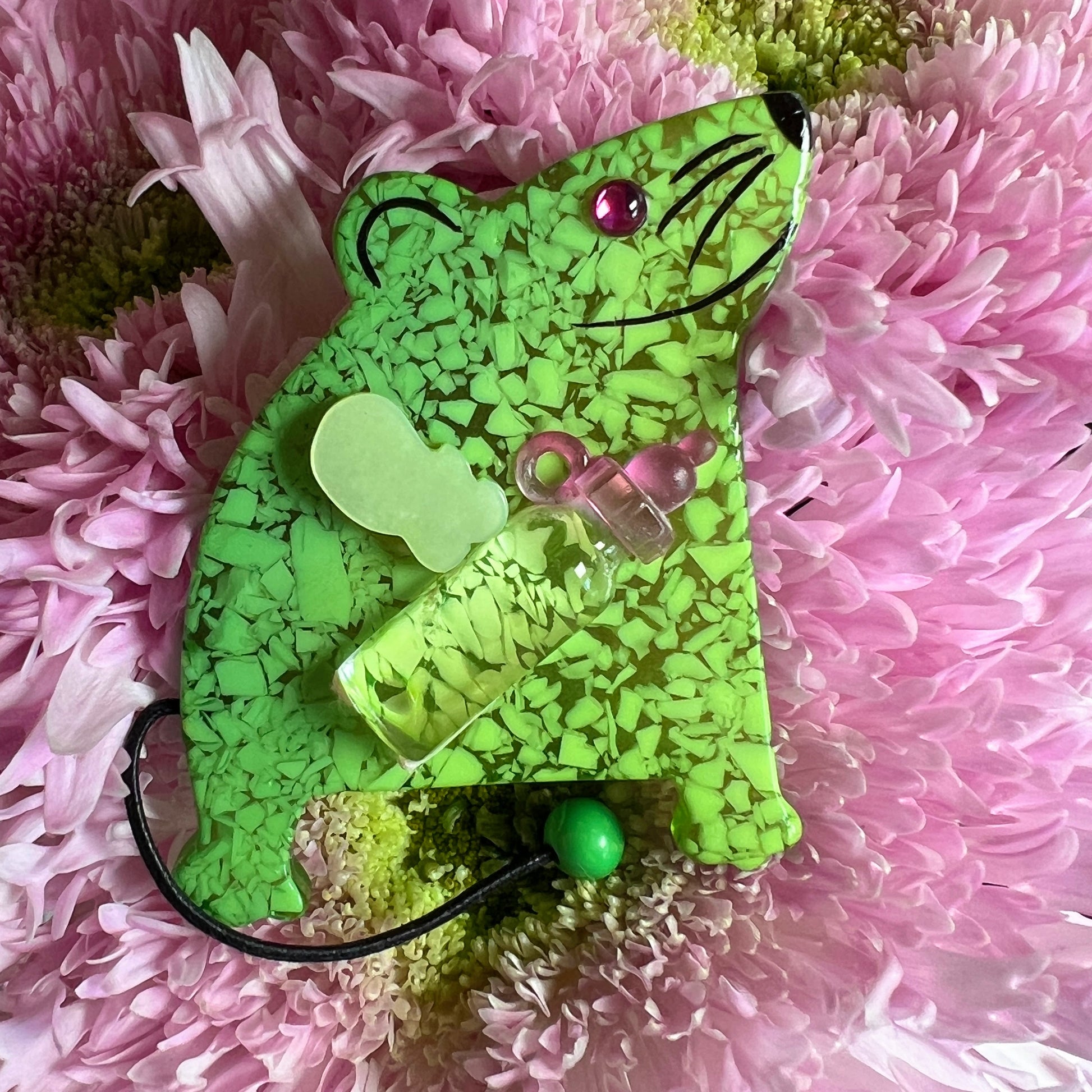 Mosaic Green Bibberbabymouse Mouse Brooch