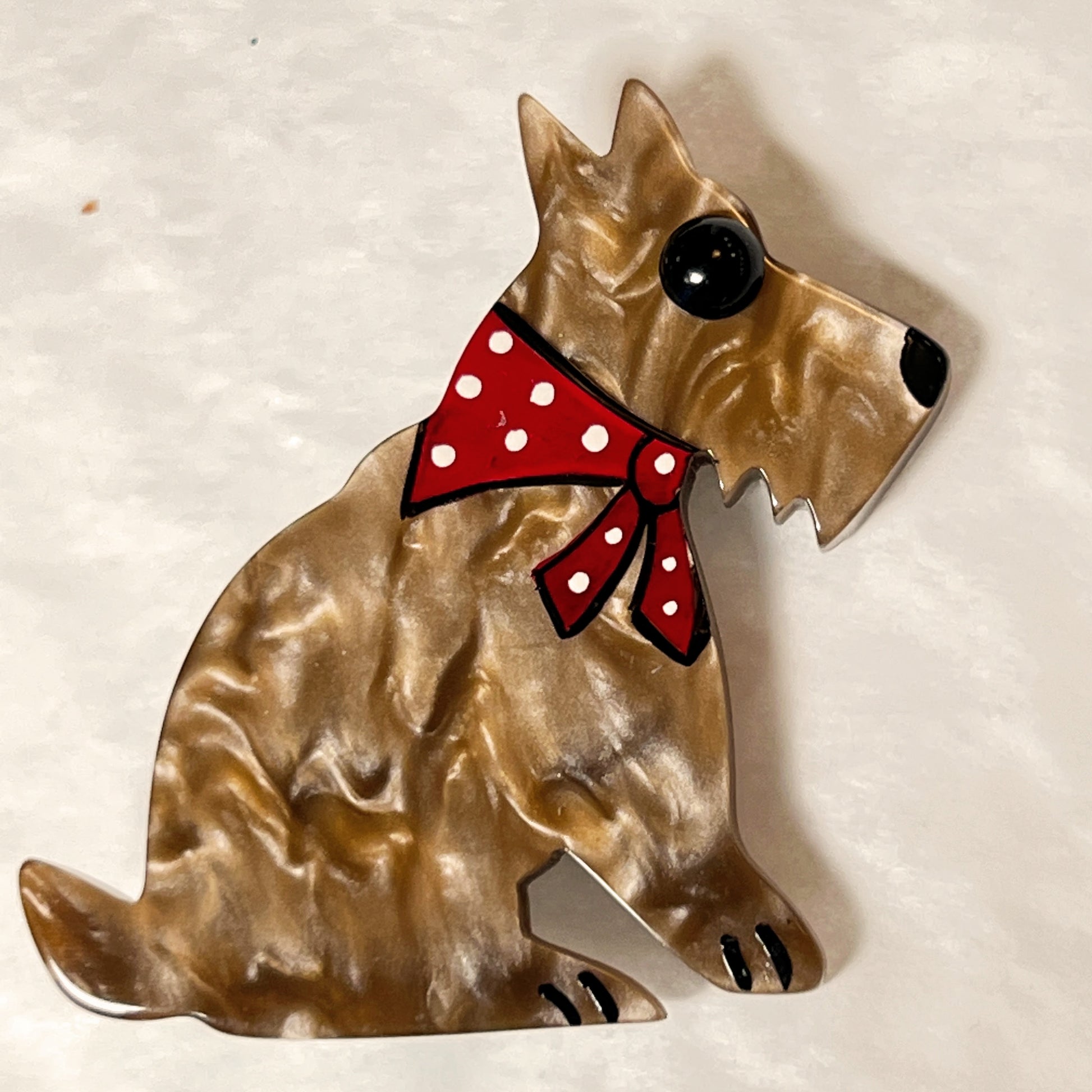 Golden Beige Elvis Dog Brooch