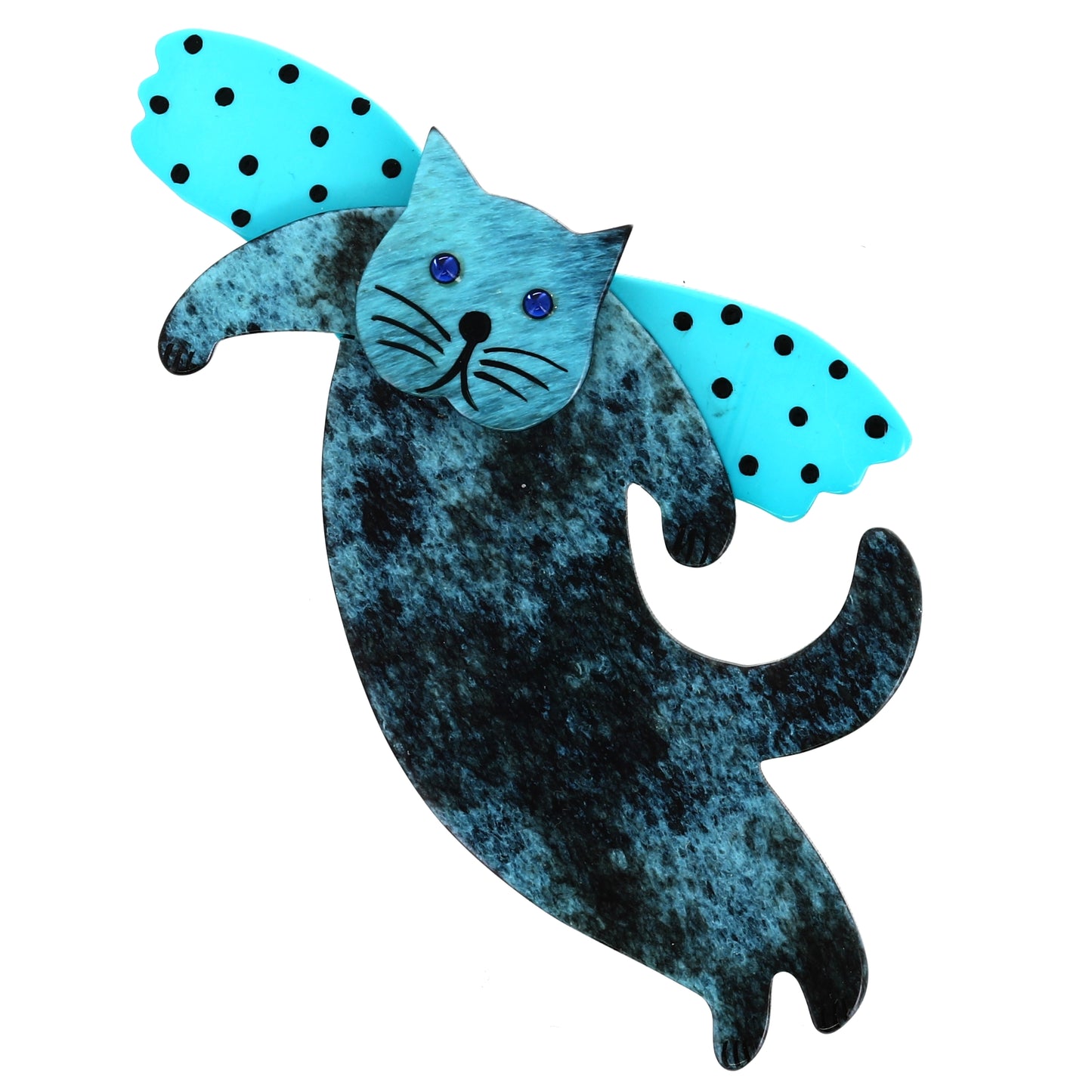 mottled turquoise angelo cat brooch