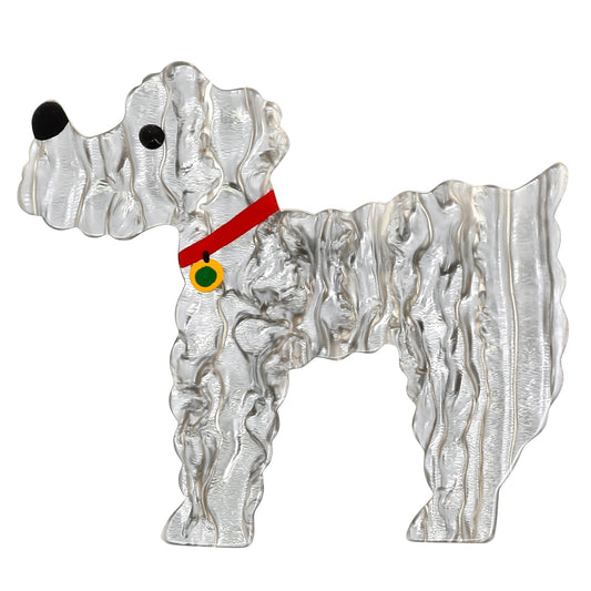 Shimmering Silver Kaoba Poodle Dog Brooch