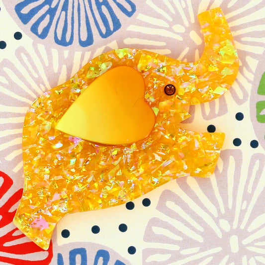 Brilliant Yellow and Yellow Elephant Heart Brooch