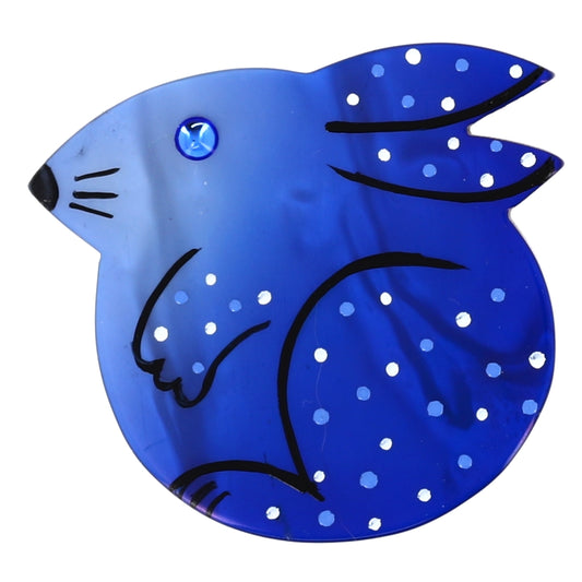 Blue Round Rabbit Brooch (little one)