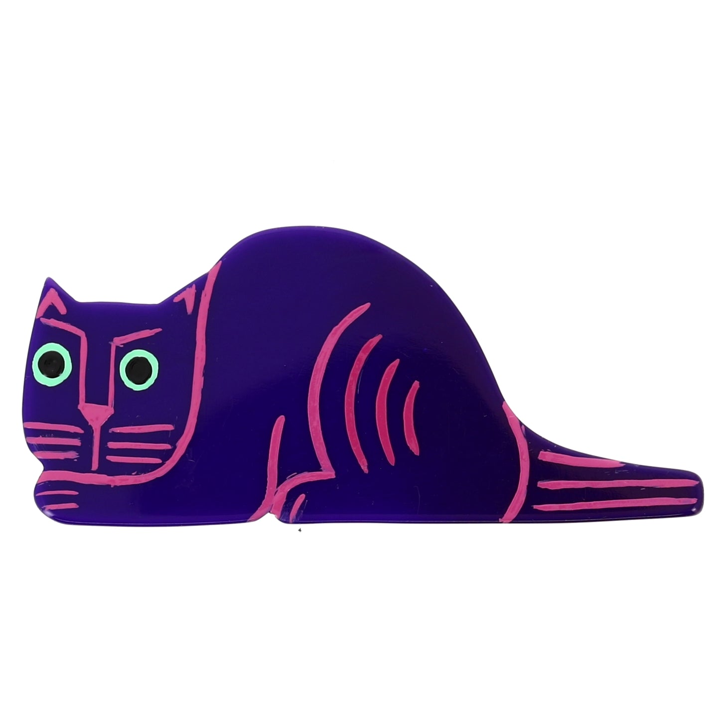 Purple Max the Cat Brooch in galalith