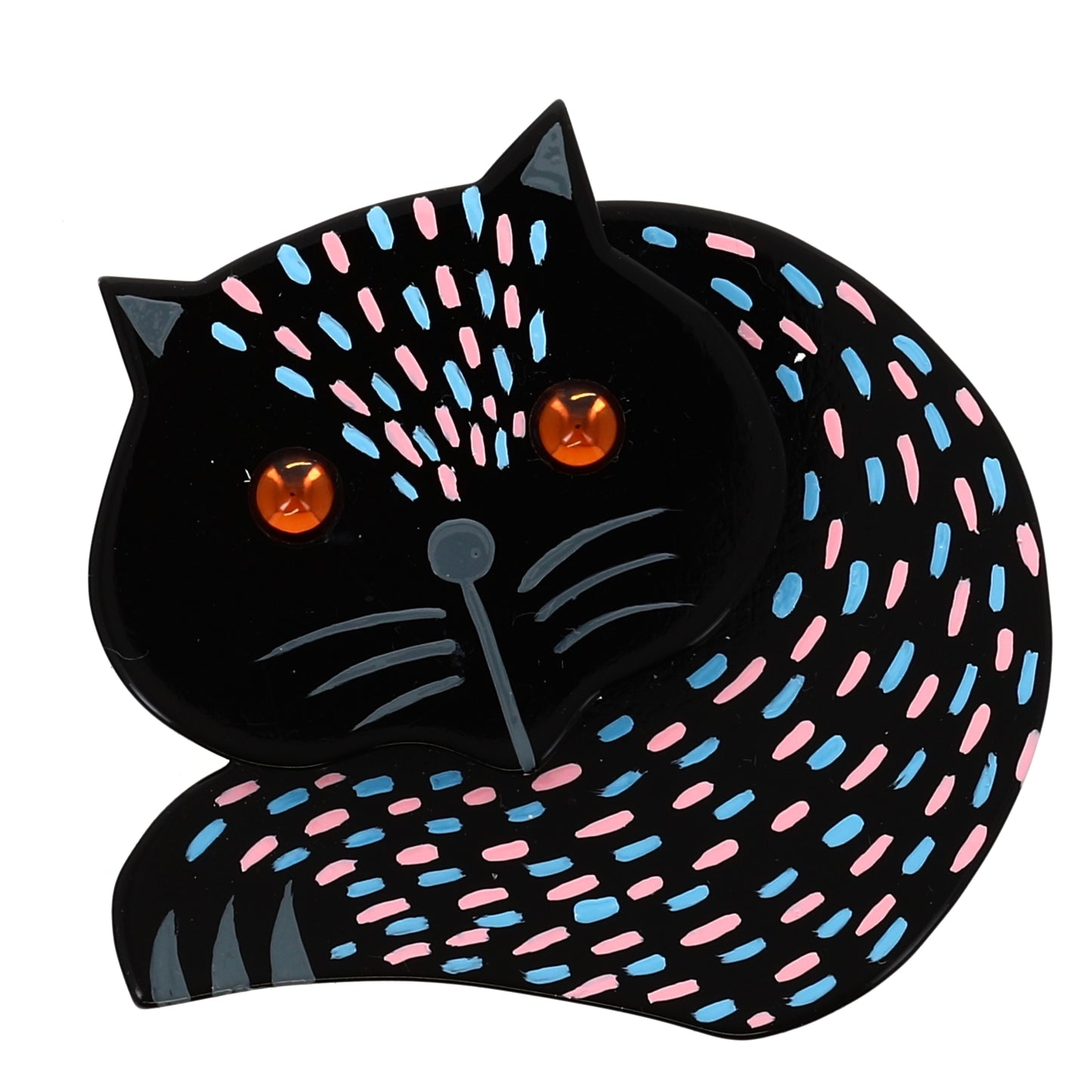 Black, Pink, Azur Roudoudou Cat Brooch