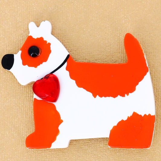 Ivory and orange Savoy Dog Brooch