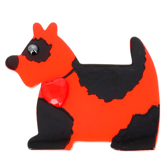 Scarlet and Black Savoy Dog Brooch